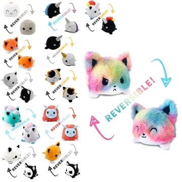 Hot Sale Reversible Flip Cat Plush Stuffed Toys Felpa Peluches