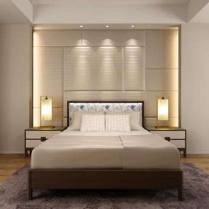 Modern style bed soft by solid wood