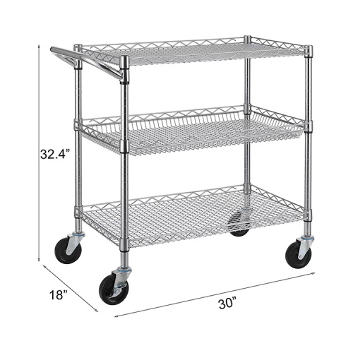Kolstål 3 nivåer Trådförvaringshyllvagn