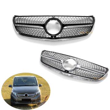 Mercedes Benz v Class W447 V250 V260 2016-2019 Upper Black Chrome Diamond Pront Grille