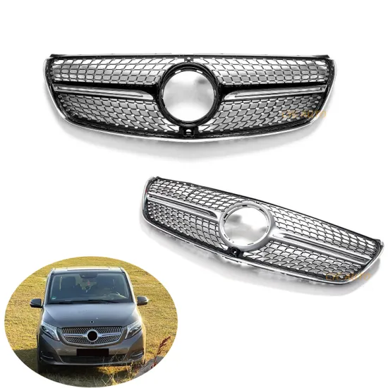 Mercedes Benz V CLASS W447 V250 V260 2016-2019 Upper Black Chrome Diamond Front Bumper Grille