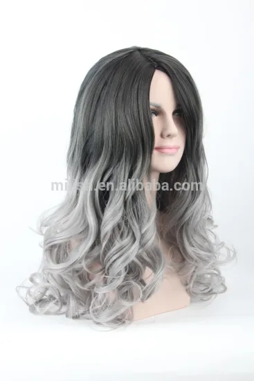 MFW-0095 Top New beauty curly synthetic fashion source hair wig, gradient color wig