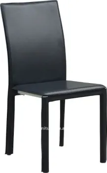 black leather dining chair with four legs