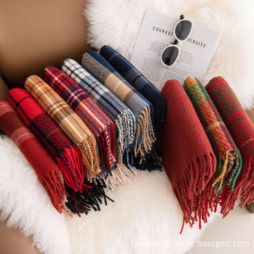 New Autumn Winter Houndstooth Plaid Cashmere Scarf Christmas Shawl