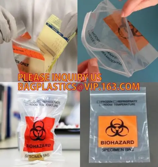 PE Biohazard specimen zipper bag,custom PE Kangaroo bag, Specimen Zip-lock Bag, Laboratory Transport Specimen Bags