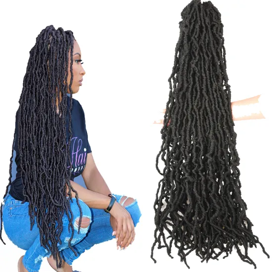 Synthetic Hair Soft Nu Faux Rasa Locs Braids Dreadlocks Goddess Nu Faux Locs Curly Braid Wavy Preloop Crochet Braiding