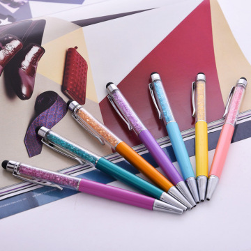 Promotional multicolor pen metal crystal pen stylus ball-point pen