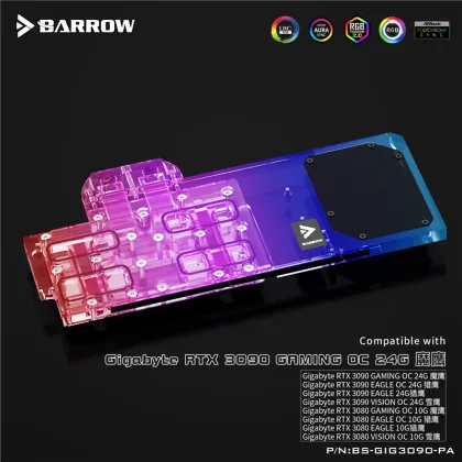 BARROW GPU Active Backplate Block for GIGABYTE RTX 3090/3080 Cooling