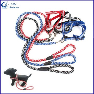 Pet Dogs Collar Leash Chain Belt Nylon Training Leash Reflects Light