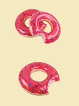 Pink and Brown donuts thickened with environmentally friendly PVC material adult children inflatable water swimming rings