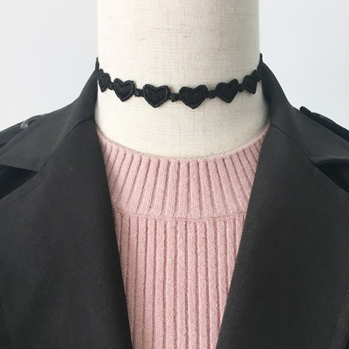 Black Charm Choker Colar em forma de coração para dama para senhora