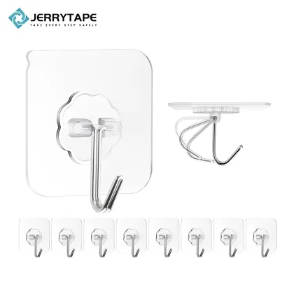 Transparent Self-Adhesive Hooks for Wall Storage