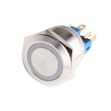 JS12F 12mm Momentary Flat Round Nickel Plated Brass IP65 Metal Push Button Switch