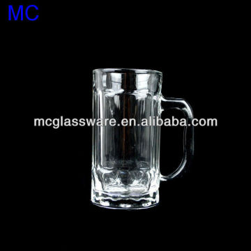 Stripes glass beer mug with handle