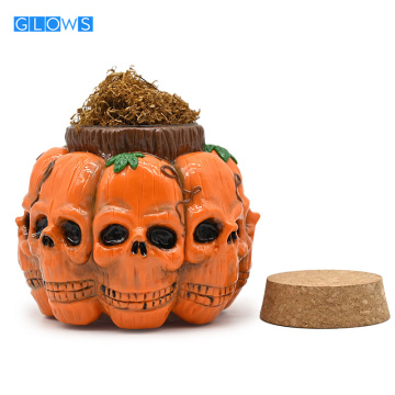 Skull Pumpkin Head Hand Painted Smoking Jar