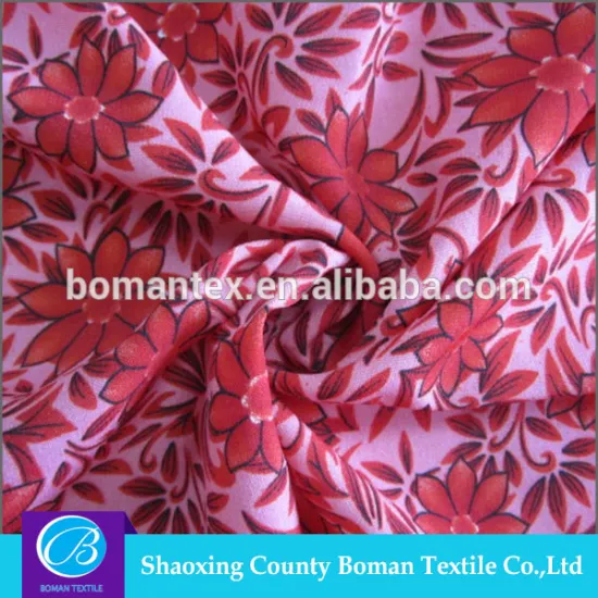 Factory high-end digital print 100% polyester red woven fabric for garment