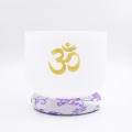 Wit Frosted Crystal Singing Bowl Ohm Symbool