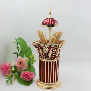 Shinny Gifts Metal Roman Column Toothpick Holder for Home Decoration