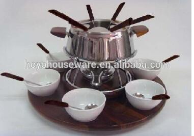 Round cheese chocolate ceramic fondue set
