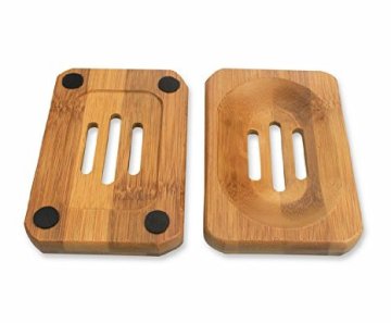 Modern Frame Shaped Bamboo Soap Holder Cradle Curve Soap Dish