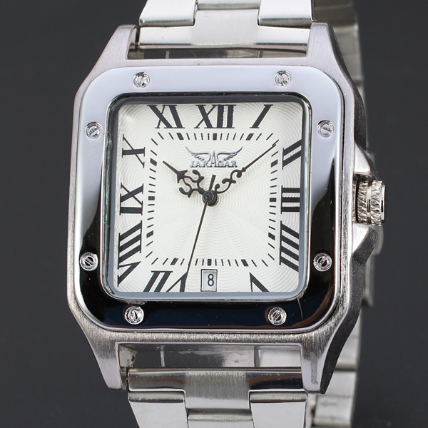 OEM/ODM Stainless Steel Square Hand Silver Watch 