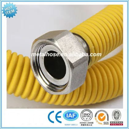 Yellow Gas fittings PVC/PE coated metal corrugated pipe/flexible natural gas pipe
