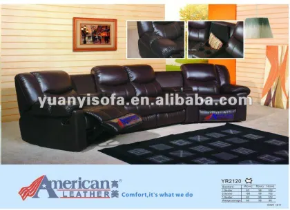 Modern home theater recliner sofa, black leather sofa
