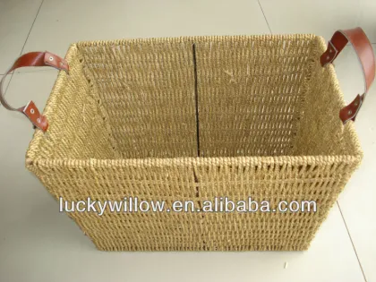 aquatic plants square wicker storage basket with handle