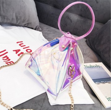 2021 Hot Sale Laser Clear Jelly Bags Designer Cute Mini Purses Chain Fashion Transparent Handbags For Women Kids