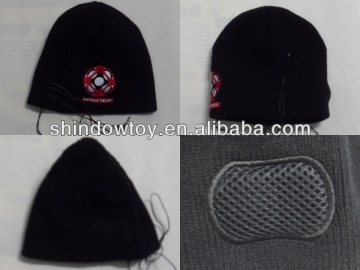 2016 new arrival tranditional strip knitted beanie hat with headset black