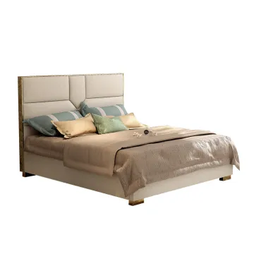 Nordic luxury stainless steel bed with storage wood