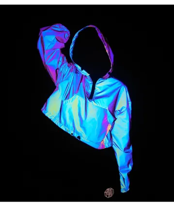 OEM Service Women Crop Rainbow Reflective Windbreaker Jacket