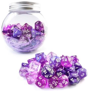 Bescon 35pcs Polyedrale RPG Dice Amethysts Set, DND Role Playing Game Dice Purple Sets 5x7pcs