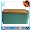 Caja de pan rectangular grande con tapa de bambú