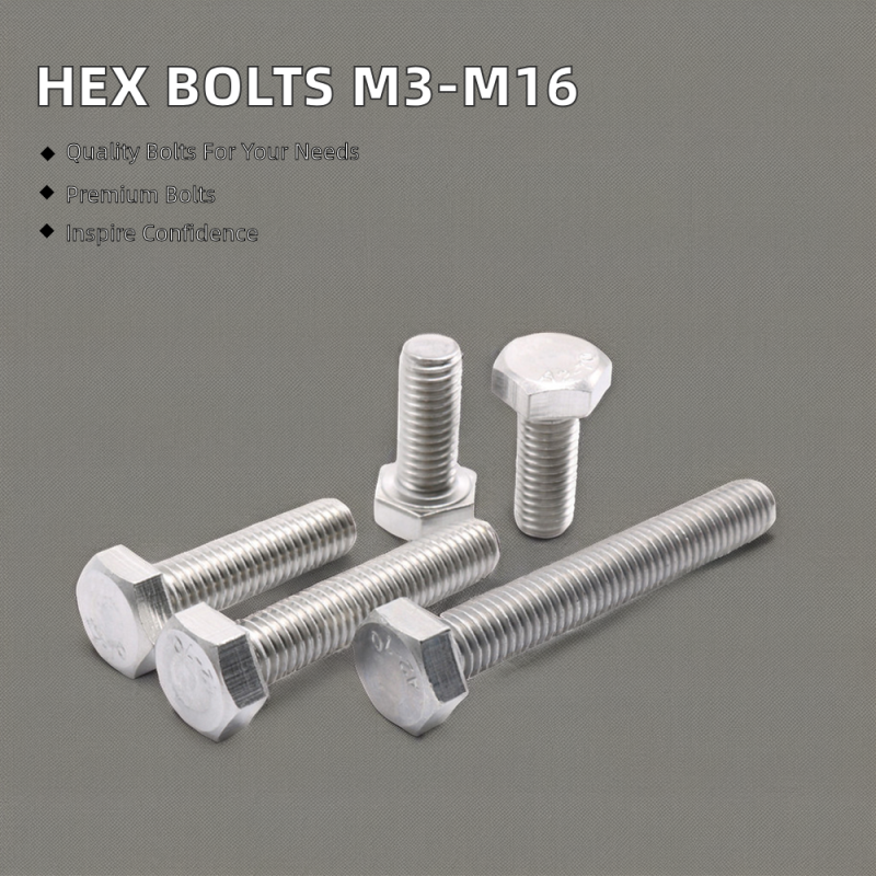 Factory Wholesale A2 Stainless Steel M3-M16 Full Thread Hexagon Bolts DIN 931-933 Hex Head Bolts M4-M10 Sizes Available