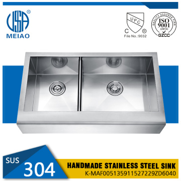 Handmade Stainless Steel Apron Double Sink kitchen sink