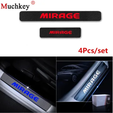Car Door Sill Scuff Plate Car Sticker For Mitsubishi MIRAGE Door Threshold Plate Carbon Fiber Vinyl Sticker 4Pcs Car Styling