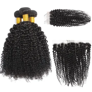 Virgin Hair Cuticle Aligned Hair Kinky Curly Bundles And Frontal