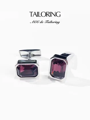 Octagonal Burgundy Red Crystal Cufflinks