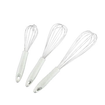 3PCS Straw Shank Stainless Steel Egg Beater
