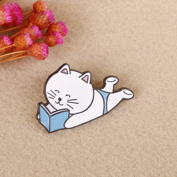 Cartoon Metal Book Cat Enamel Pins Clothing Accessories