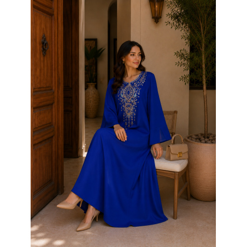 رویال آبی دوزی منجوق شراره آستین Abaya