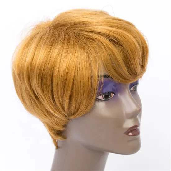 Highlight Bob wig Pixie Cut Short  Curly Honey Blonde  Brazilian Human Hair   Machine Wigs