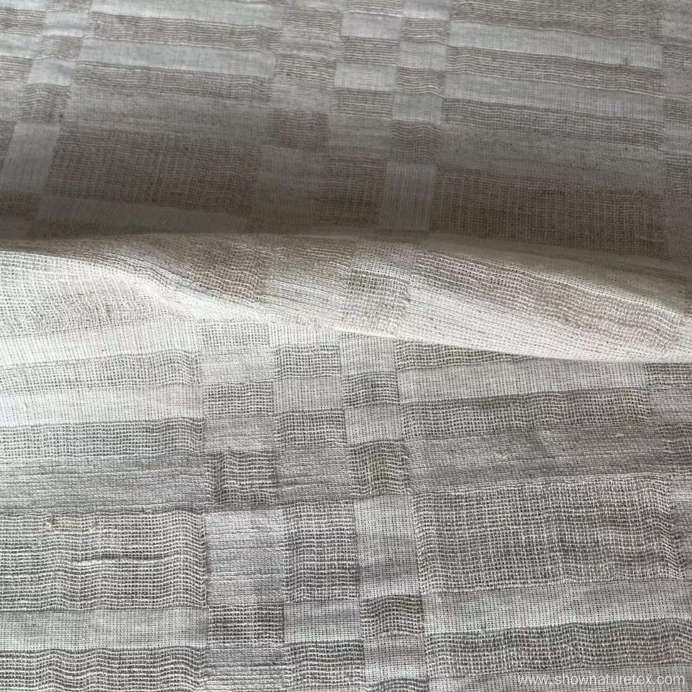 Checked Solid Colour Jacquard Line Linen Cotton Fabric
