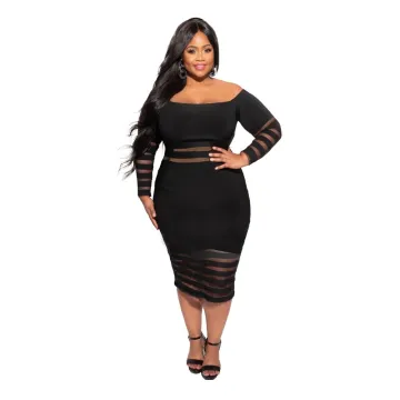 Custom Plus Size Designer Hip-Lifting Black Dress