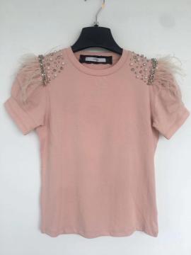 Girl's fur and beads hand make t shirt
