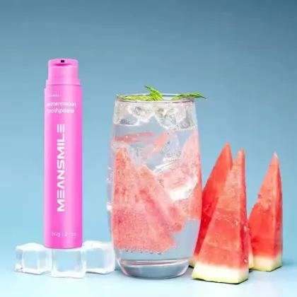 Mango flavored watermelon flavored fluoride toothpaste