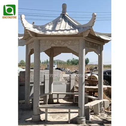 Chinese Style Granite Outdoor Pavilion Sculpture