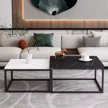 Luxury Stainless Steel Metal Modern Living Room Furniture Marble Side Coffee Table with Legs