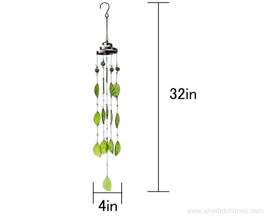 Glass Leaf Wind Chimes for Outdoor Home Decoration